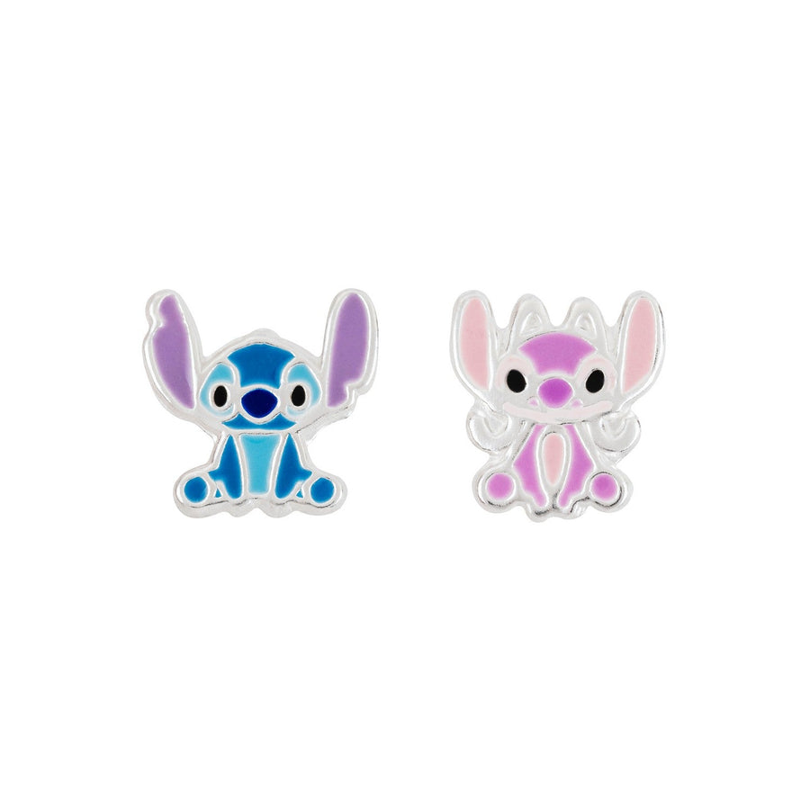 Disney Sterling Silver Stitch Angel Mismatch Stamp Stud Earrings E906666SL PA
