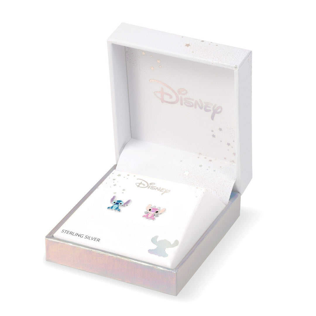 Disney Sterling Silver 925 Stitch And Angel Mismatch Stamp Stud Earrings E906666SL.PA