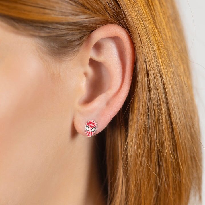 Marvel Sterling Silver 925 Disney Spiderman Enamel Red Earrings E906746SL.PH