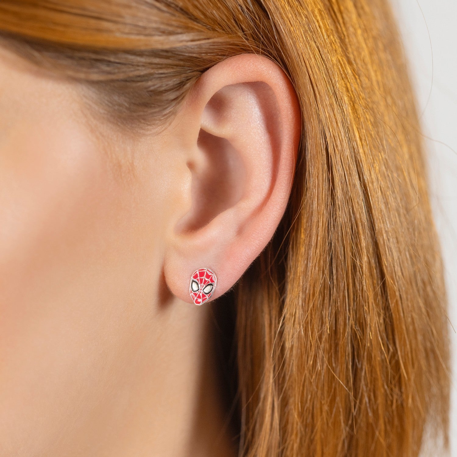 Marvel Sterling Silver 925 Disney Spiderman Enamel Red Earrings E906746SL.PH