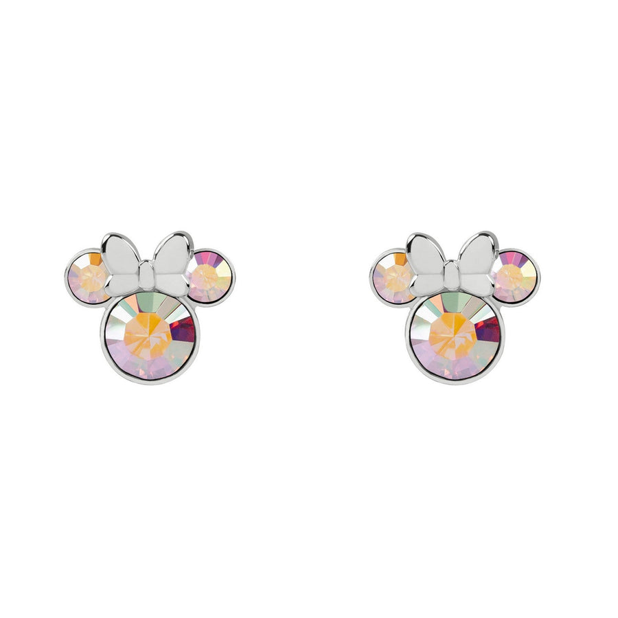 Disney Mickey & Minnie Sterling Silver Mouse With Bow Stone Set Earrings E906770SRCL PH