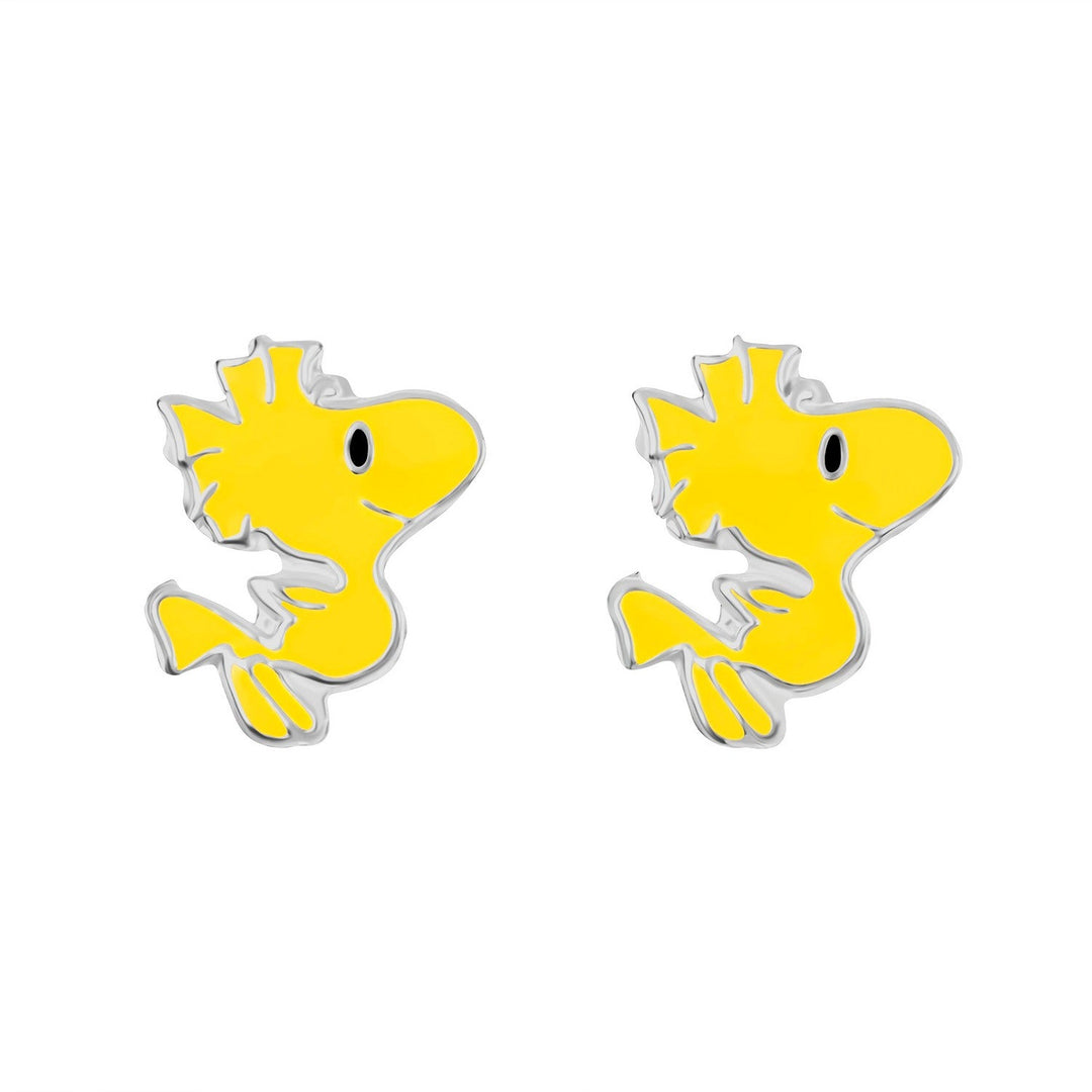 Collectable Peanuts Sterling Silver 925 Enamel Woodstock Stamped Stud Yellow Earrings E908012SL.PH