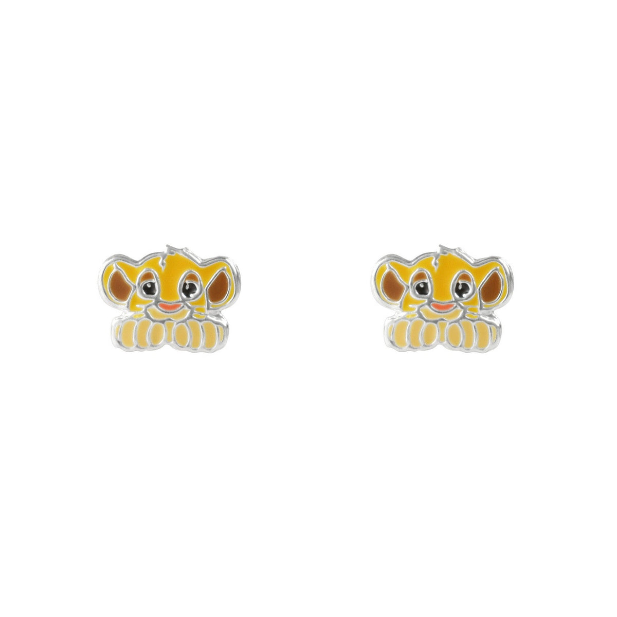 Disney Sterling Silver 925 The Lion King Simba Enamel Stamp Stud Yellow Earrings E908019SL.PH