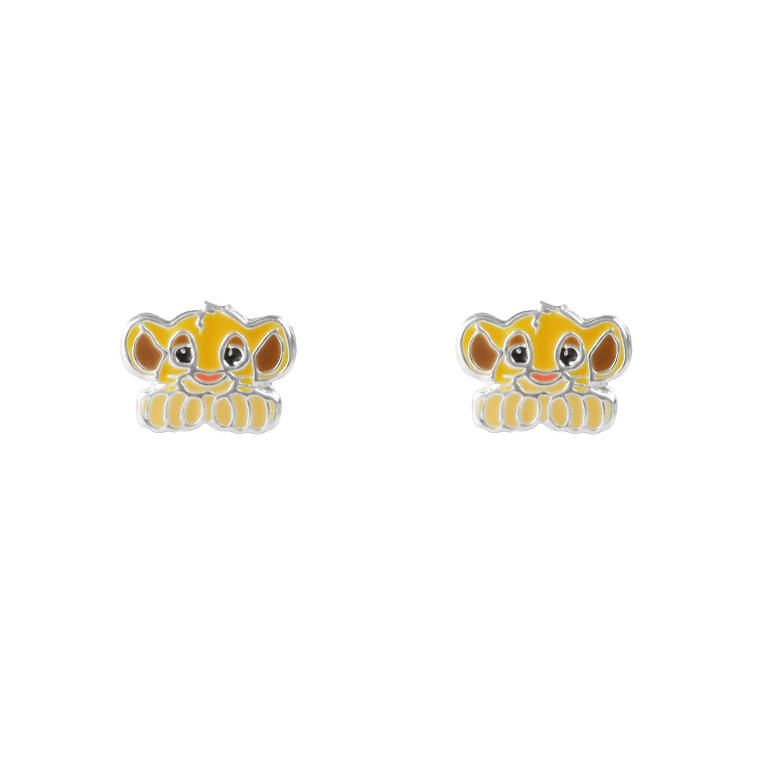 Disney Sterling Silver 925 The Lion King Simba Enamel Stamp Stud Yellow Earrings E908019SL.PH