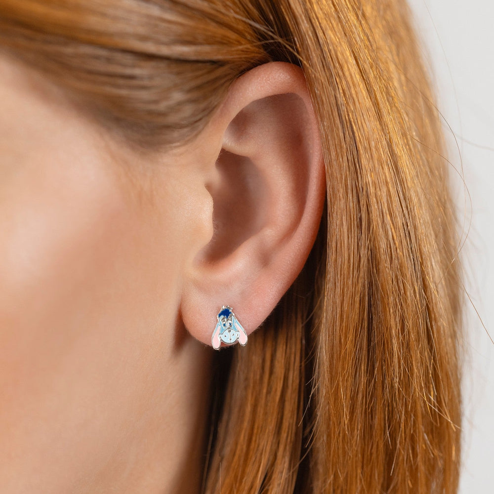 Disney Winnie The Pooh Sterling Silver Eeyore Enamel Stamp Stud Earrings E908098SL PH