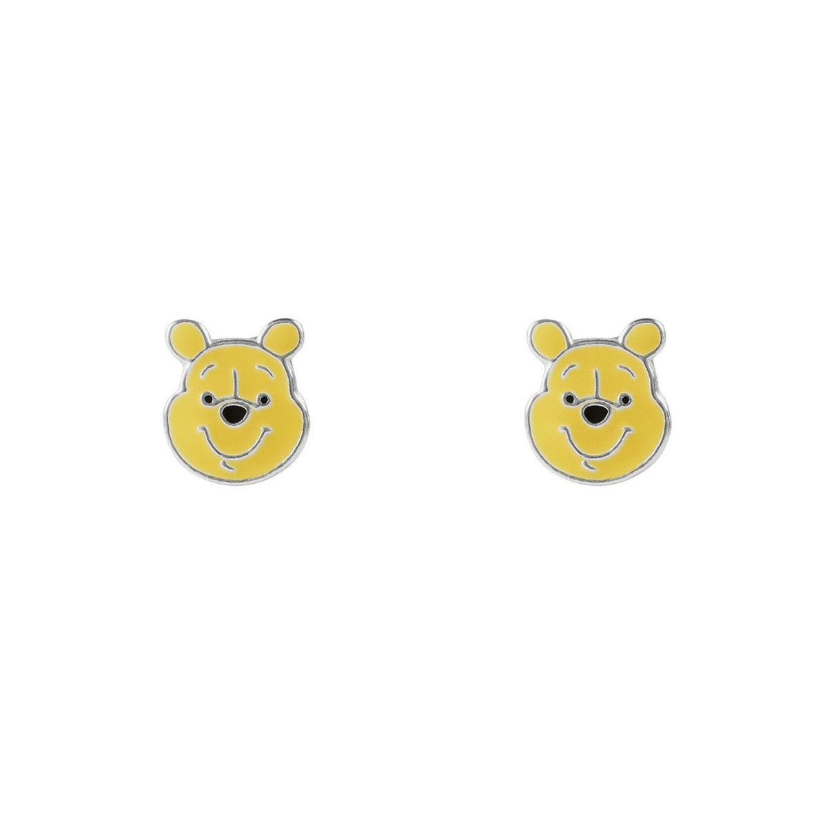Disney Sterling Silver 925 Winnie The Pooh Head Enamel Stamp Stud Yellow Earrings E908100SL.PH