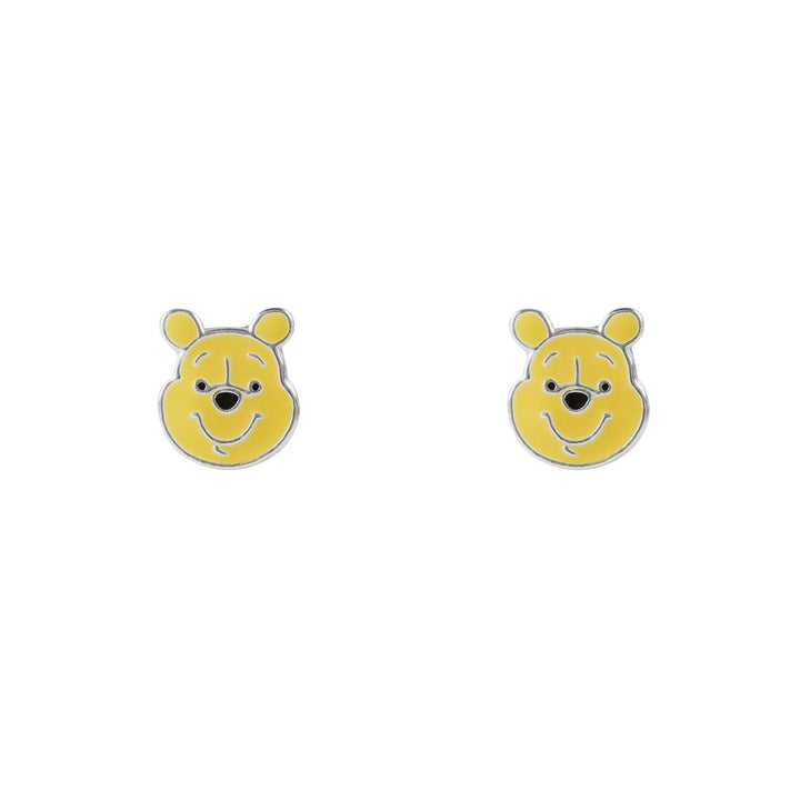 Disney Sterling Silver 925 Winnie The Pooh Head Enamel Stamp Stud Yellow Earrings E908100SL.PH