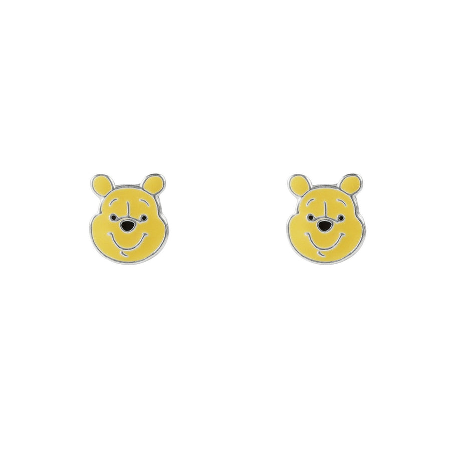 Disney Sterling Silver Winnie The Pooh Head Enamel Stamp Stud Yellow Earrings E908100SL PH