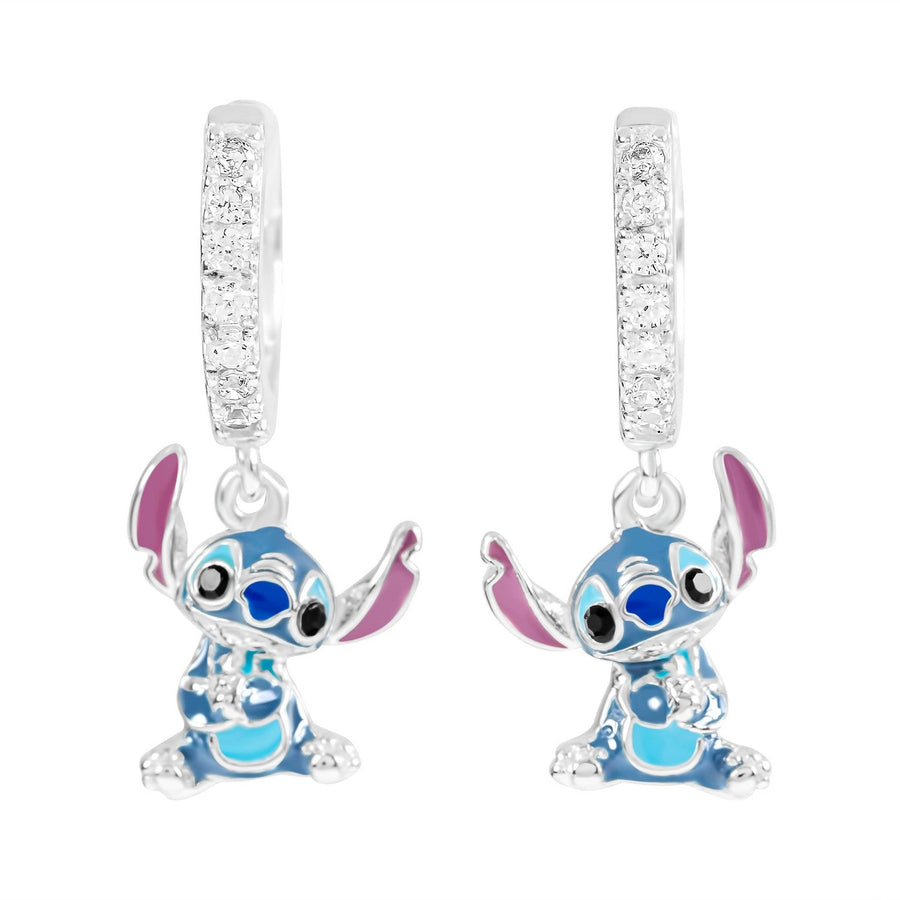 Disney Sterling Silver Si ing Stitch Charm Hoop Earrings E908135SZML PH