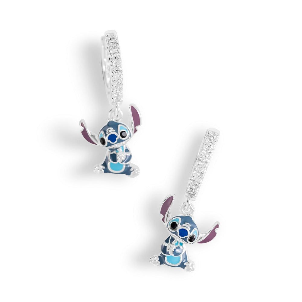 Disney Sterling Silver Si ing Stitch Charm Hoop Earrings E908135SZML PH