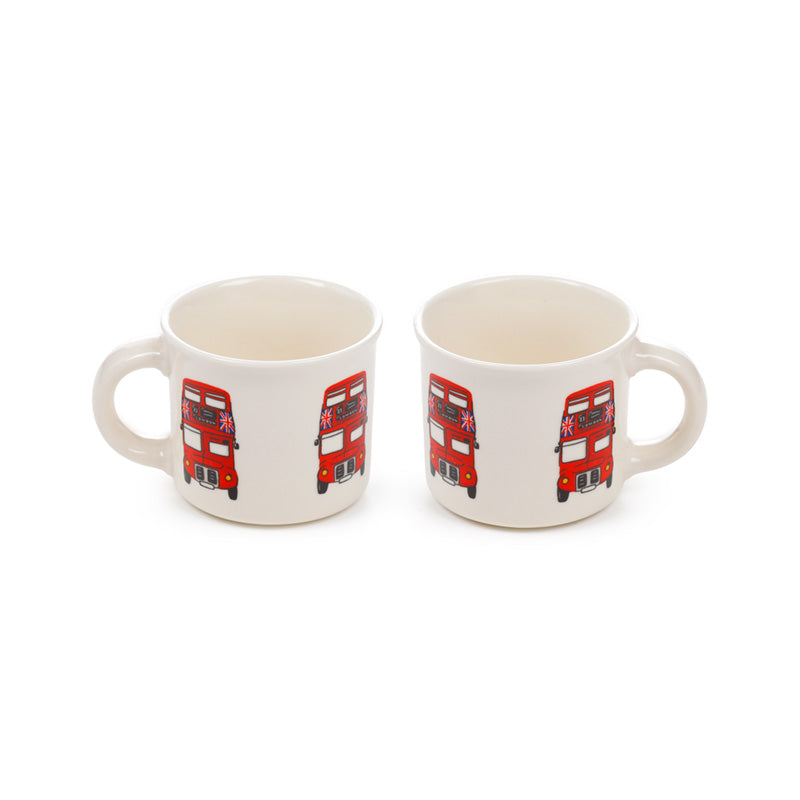 London Souvenir Red Bus Set of 2 Porcelain Espresso Cups ECPS14