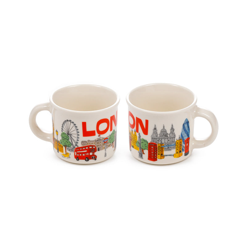 London Souvenir London Landmarks Set of 2 Porcelain Espresso Cups ECPS15