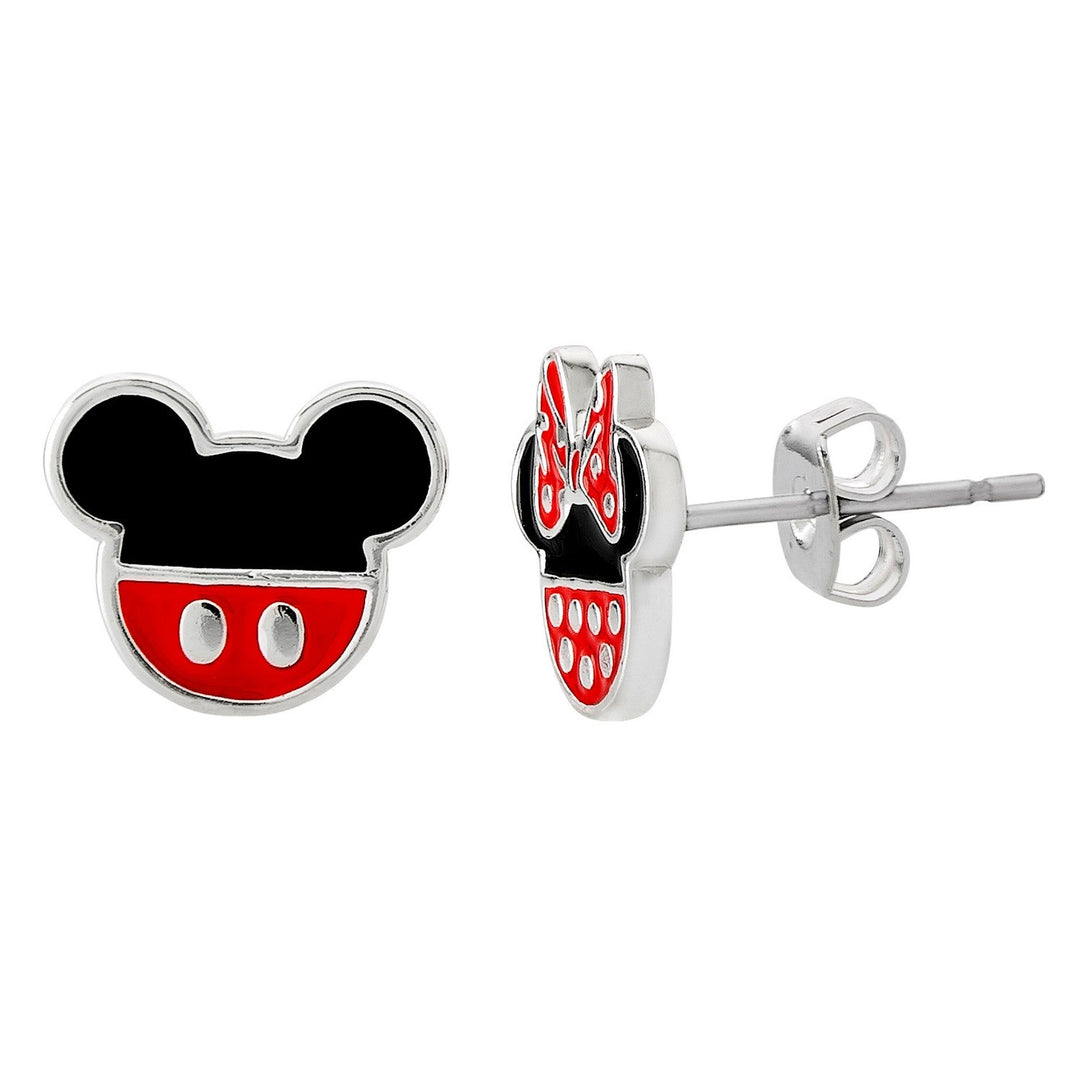 Disney Mickey & Minnie Silver Plated Enamel Filled Sterling Red Earrings EF00258SL.PH