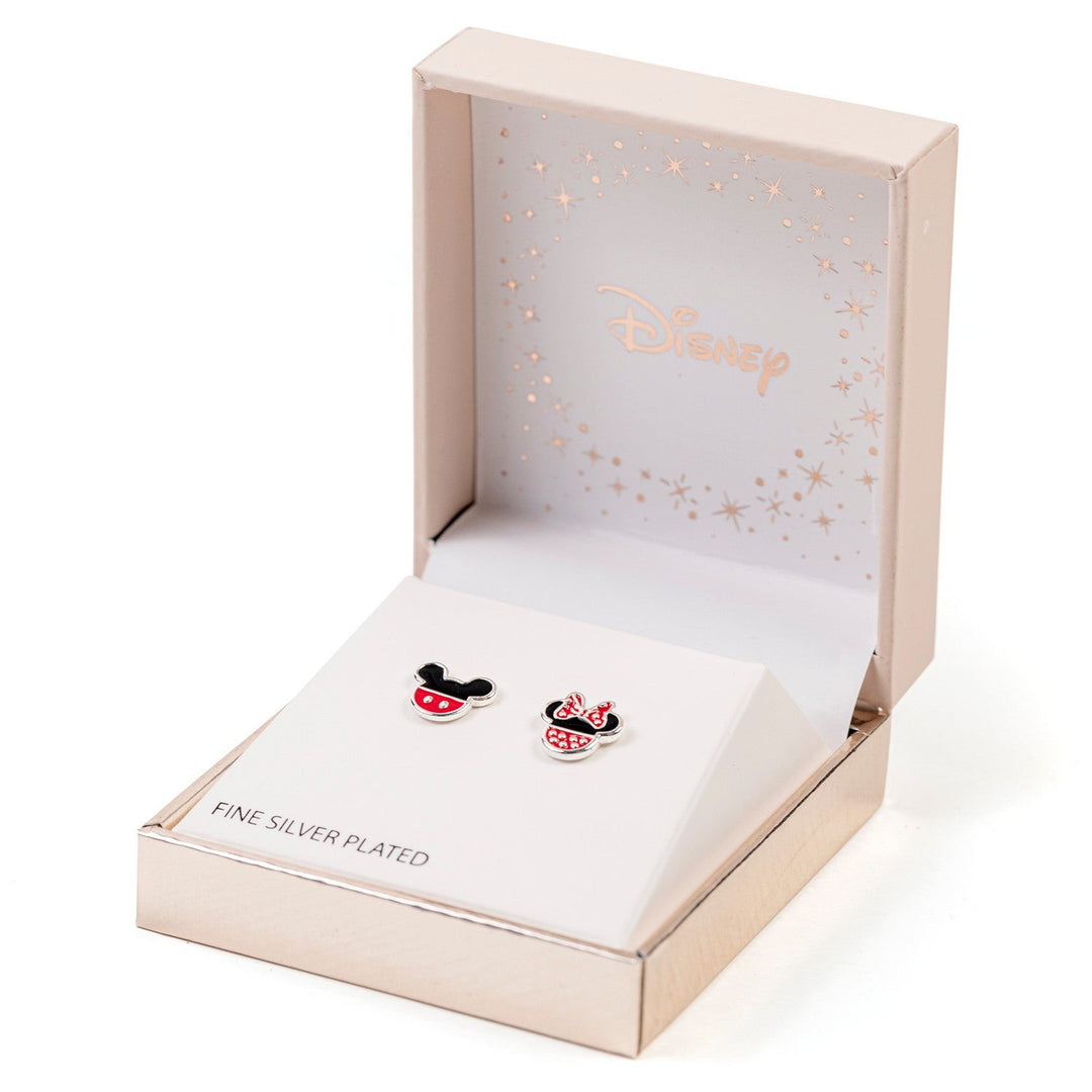 Disney Mickey & Minnie Silver Plated Enamel Filled Sterling Red Earrings EF00258SL.PH