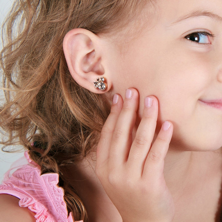 Disney Mickey & Minnie Brass Pk Plt Mouse Birthstone (April) Earrings EF00469PAPRL.PA