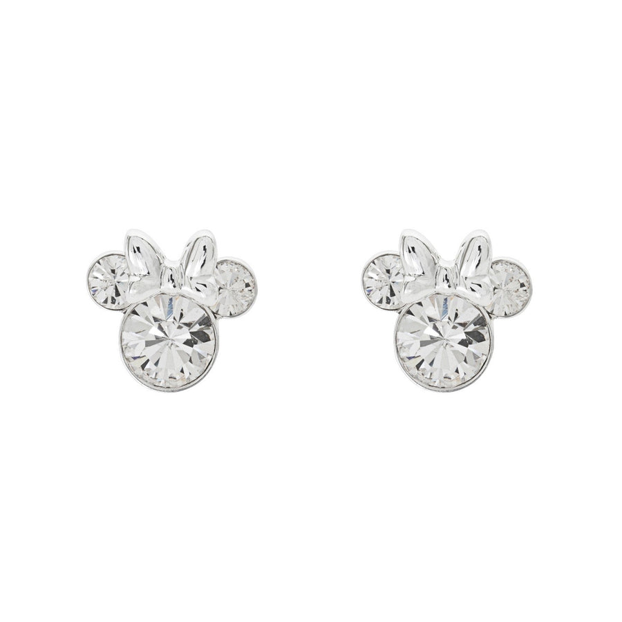 Disney Mickey & Minnie Silver Plated Brass April Birthstone Stud Sterling Earrings EF00469SAPRL PH