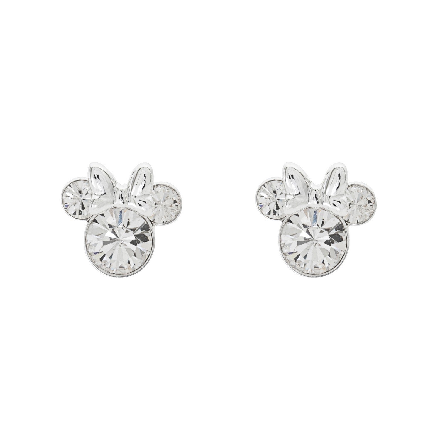 Disney Mickey & Minnie Silver Plated Brass April Birthstone Stud Sterling Earrings EF00469SAPRL.PH