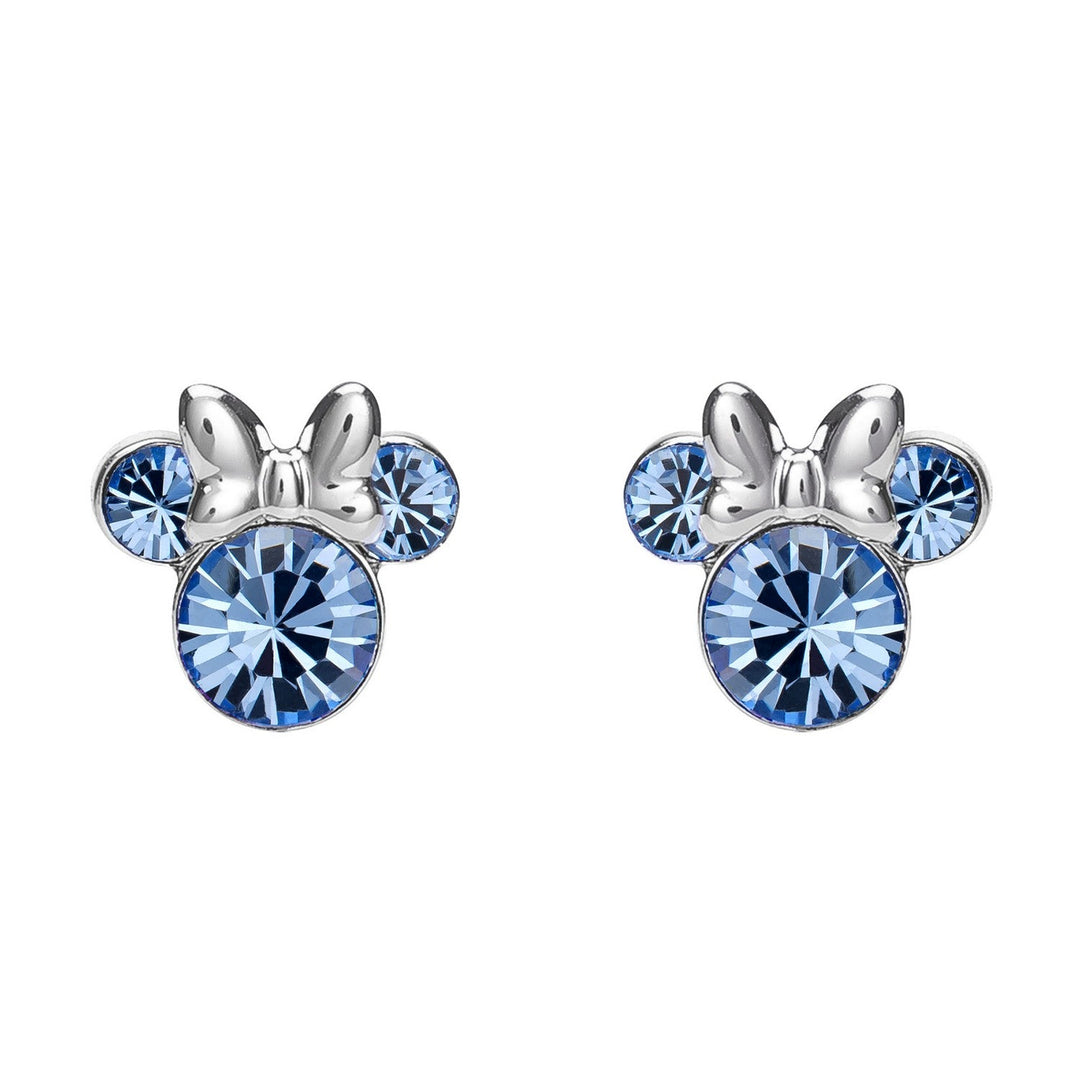 Disney Mickey & Minnie Silver Plated Brass December Birthstone Stud Sterling Earrings EF00469SDECL.PH