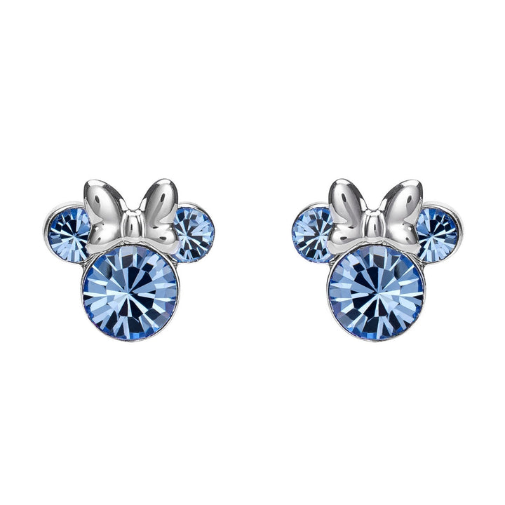 Disney Mickey & Minnie Silver Plated Brass December Birthstone Stud Sterling Earrings EF00469SDECL.PH