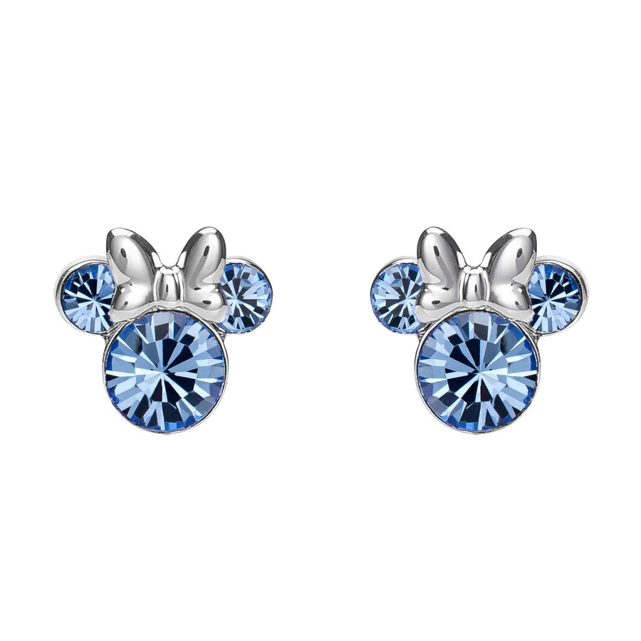 Disney Mickey & Minnie Silver Plated Brass December Birthstone Stud Sterling Earrings EF00469SDECL PH