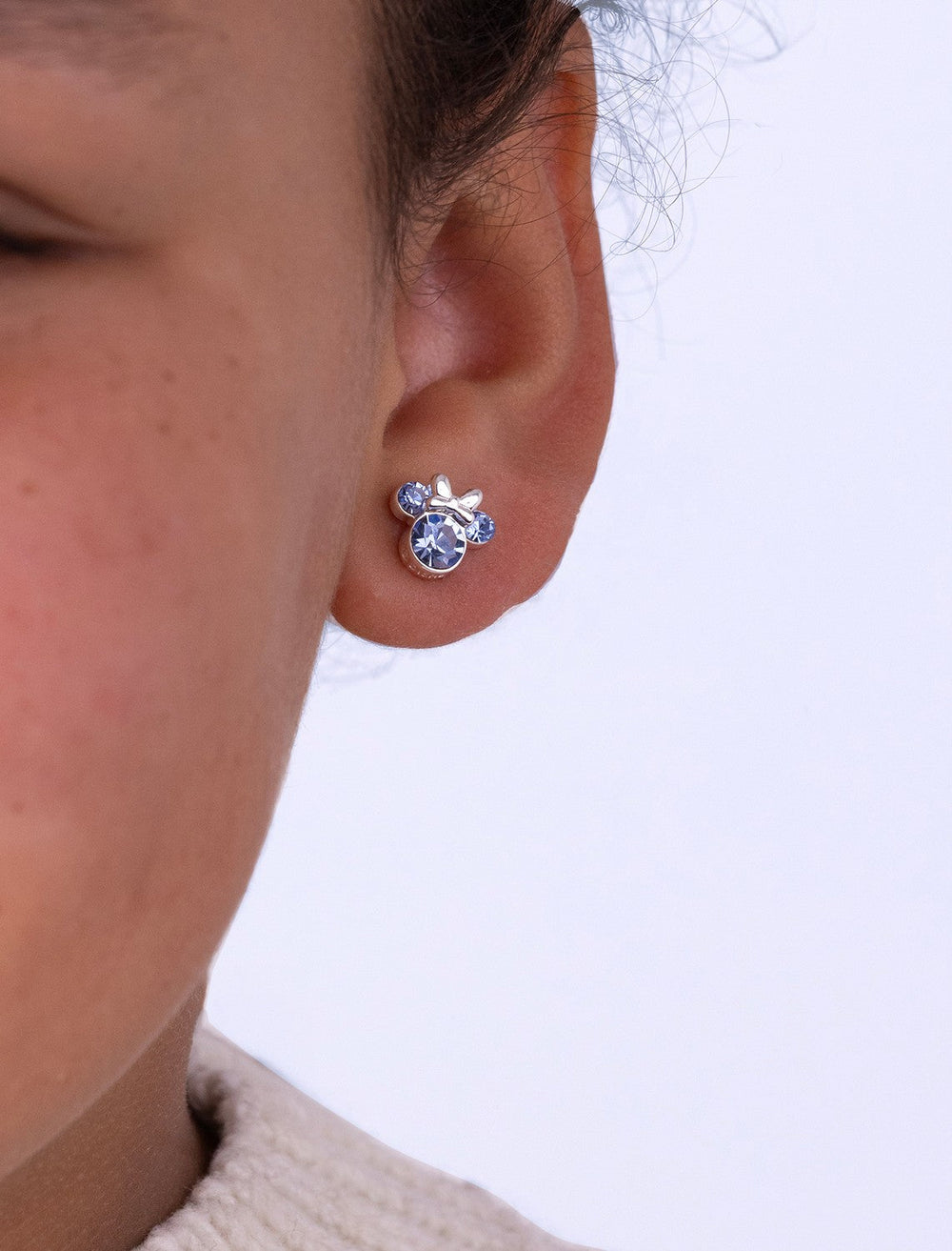 Disney Mickey & Minnie Silver Plated Brass December Birthstone Stud Sterling Earrings EF00469SDECL PH