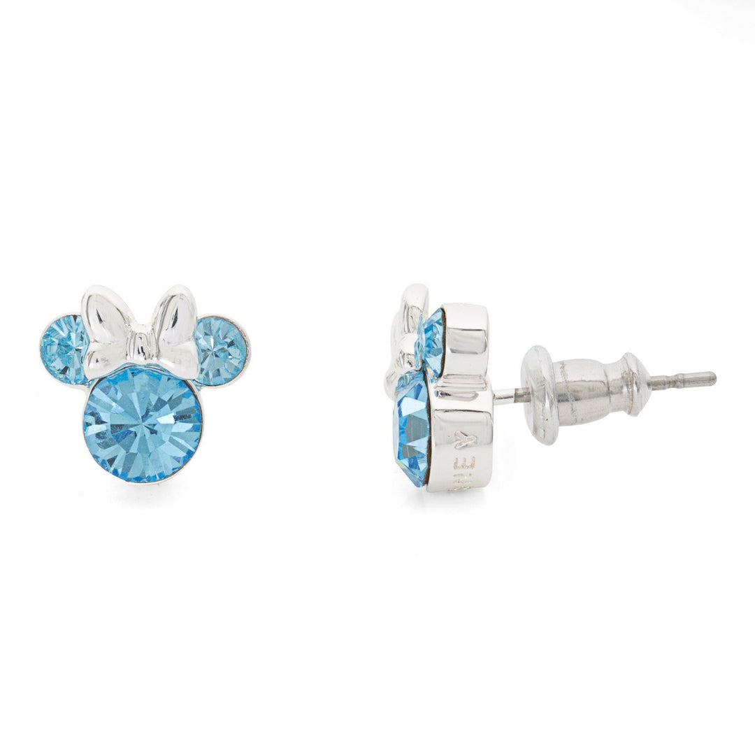 Disney Mickey & Minnie Silver Plated Brass March Birthstone Stud Sterling Earrings EF00469SMARL.PH