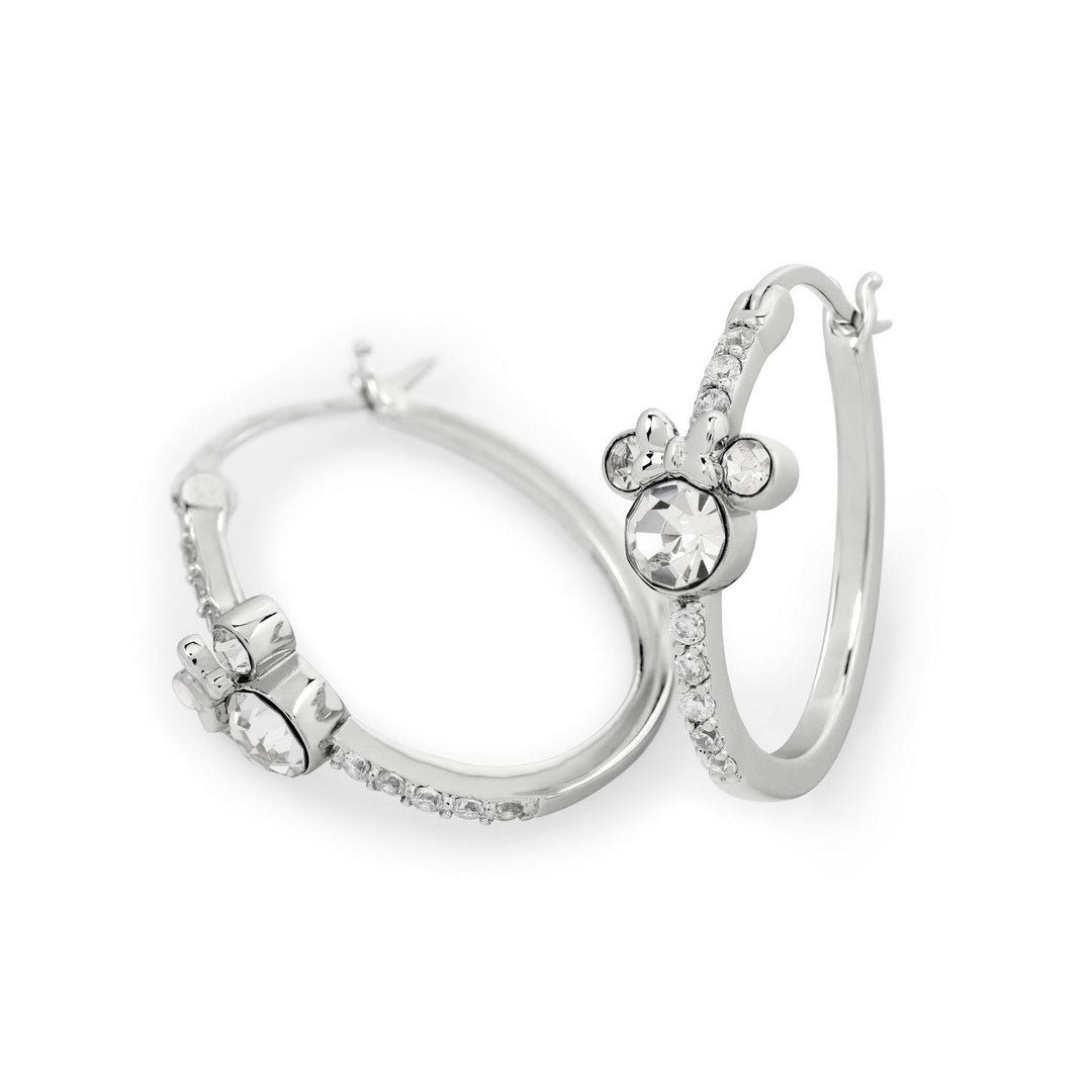 Disney Mickey & Minnie Mouse Silver Plated Stone Set Hoop Sterling Earrings EF00829RAPRL.PH