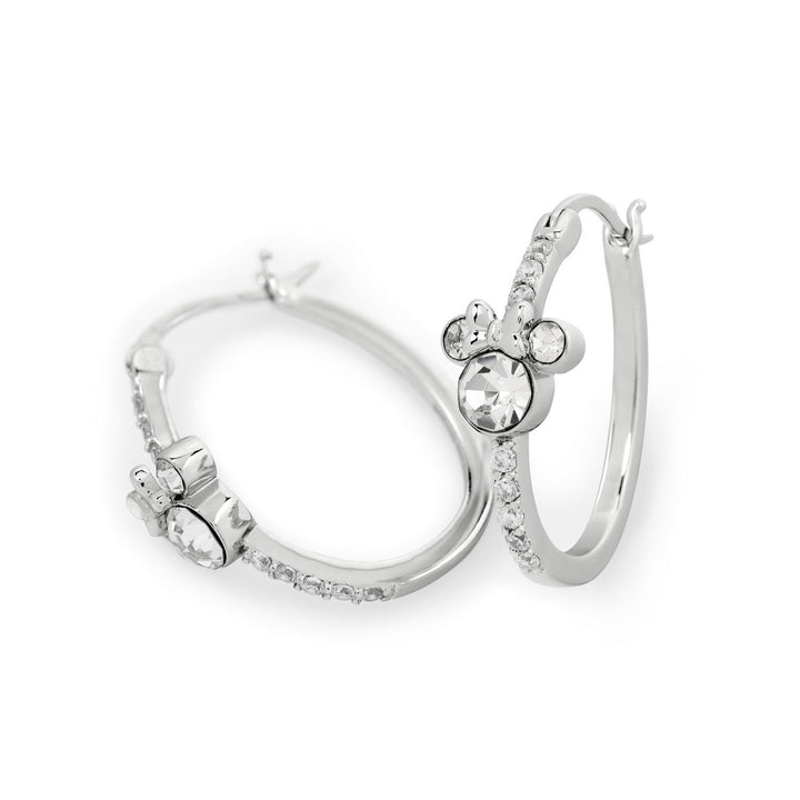 Disney Mickey & Minnie Mouse Silver Plated Stone Set Hoop Sterling Earrings EF00829RAPRL.PH