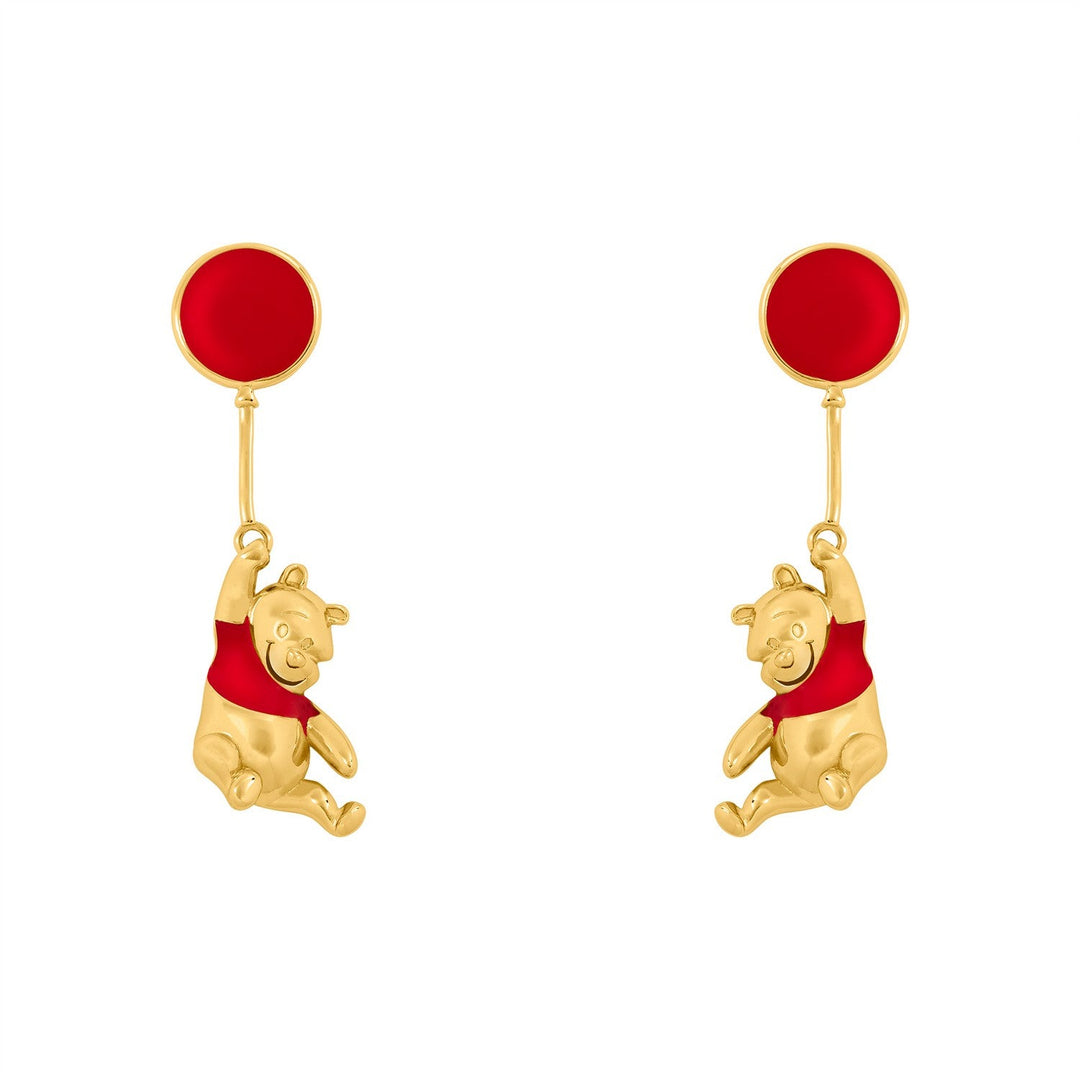 Disney Brass Yg Plt Winnie The Pooh Red And Floating Balloon Drop Orange Earrings EF00861YL.PH