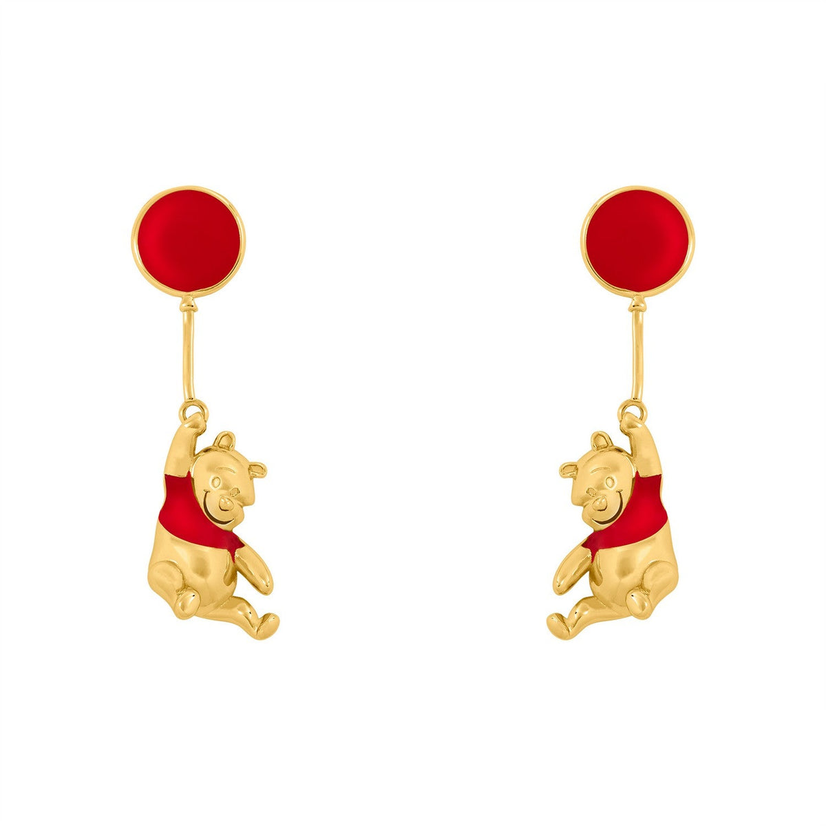 Disney Brass Yg Plt Winnie The Pooh Red And Floating Balloon Drop Orange Earrings EF00861YL.PH