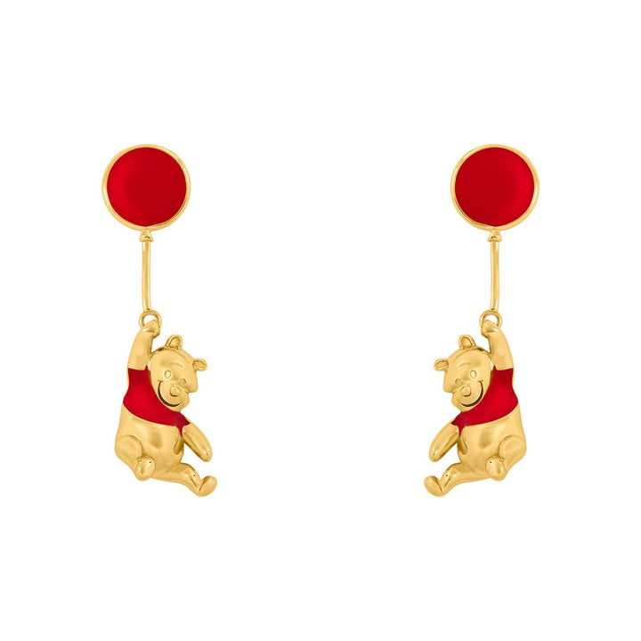Disney Brass Yg Plt Winnie The Pooh Red And Floating Balloon Drop Orange Earrings EF00861YL.PH