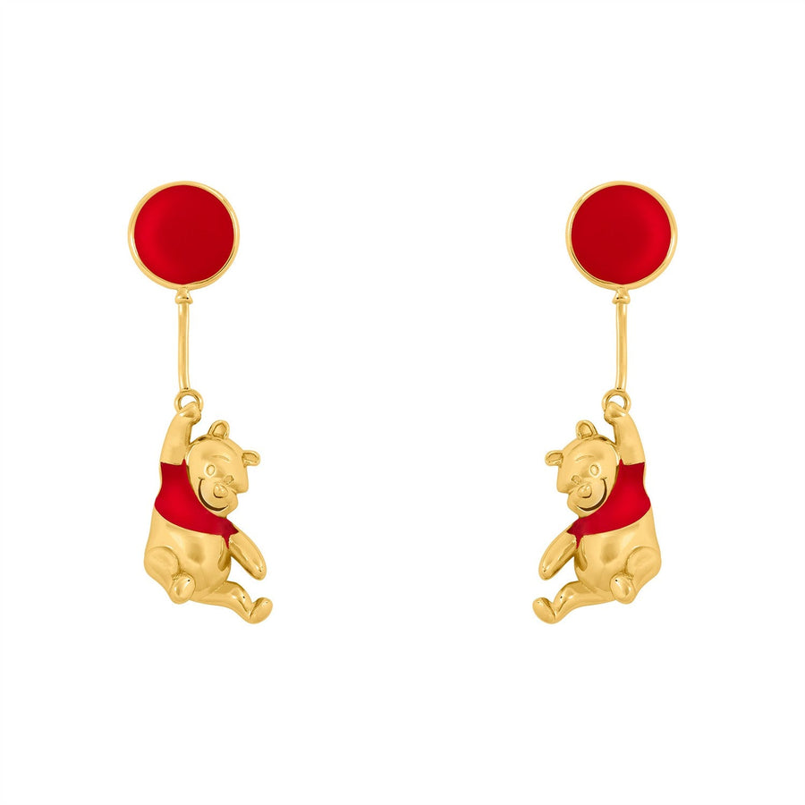 Disney Brass Winnie The Pooh Red Floating Balloon Drop Orange Earrings EF00861YL PH