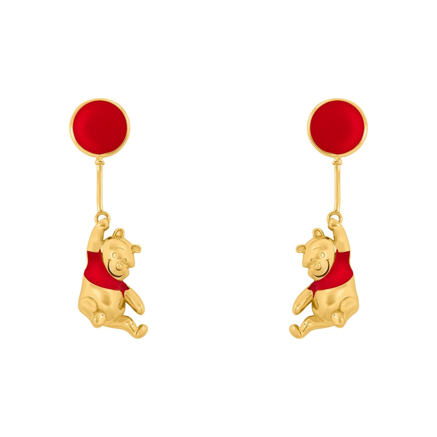 Disney Brass Yg Plt Winnie The Pooh Red And Floating Balloon Drop Orange Earrings EF00861YL.PH