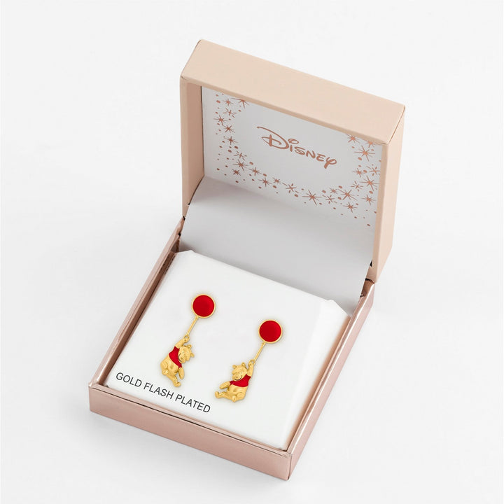 Disney Brass Yg Plt Winnie The Pooh Red And Floating Balloon Drop Orange Earrings EF00861YL.PH