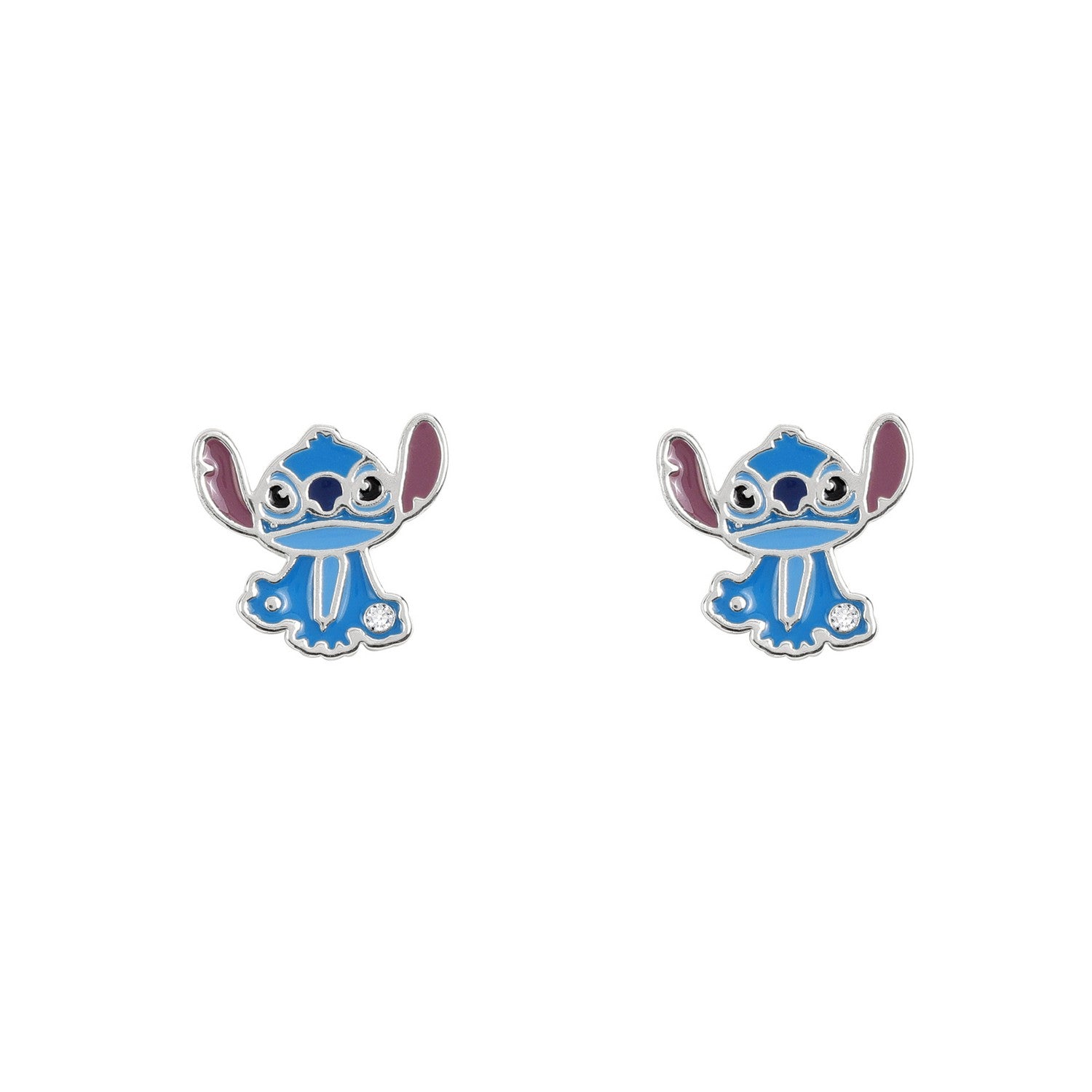 Disney Brass Slv Plt Stitch Stud Earrings EF01071SRWL.PA