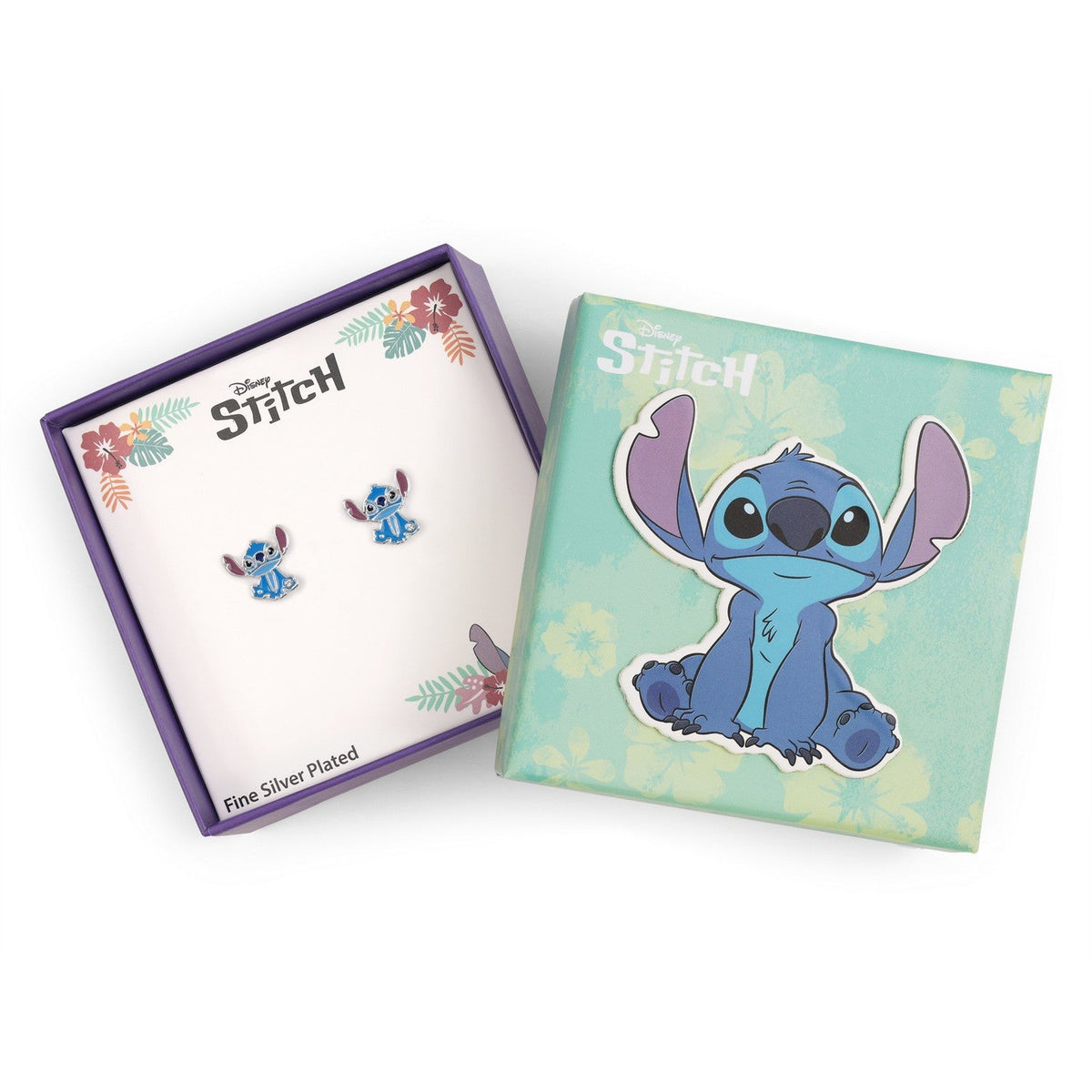 Disney Brass Slv Plt Stitch Stud Earrings EF01071SRWL.PA