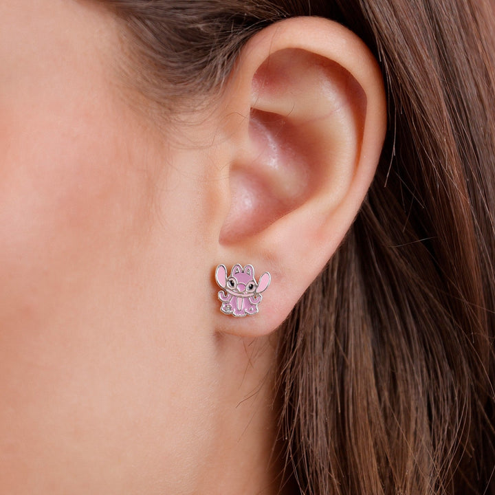 Disney Stitch Brass Slv Plt Angel Stud Earrings EF01086SRWL.PA