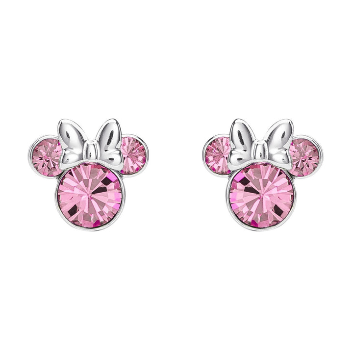 Brass Silver Pink Crystal Minnie Stud Earring EF01399SRPL.PA