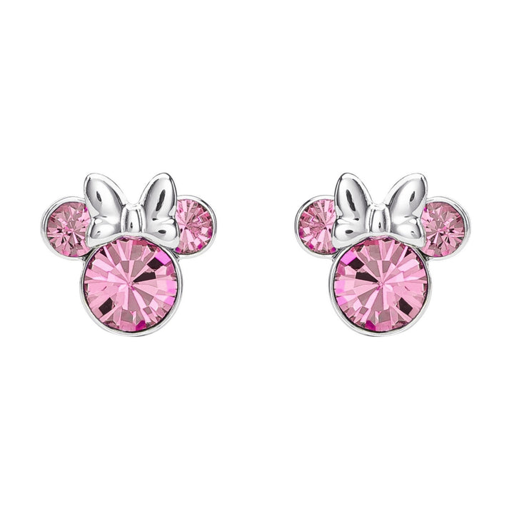 Disney Mickey & Minnie Brass Slv Plt Pink Crystal Stud Earring EF01399SRPL.PA