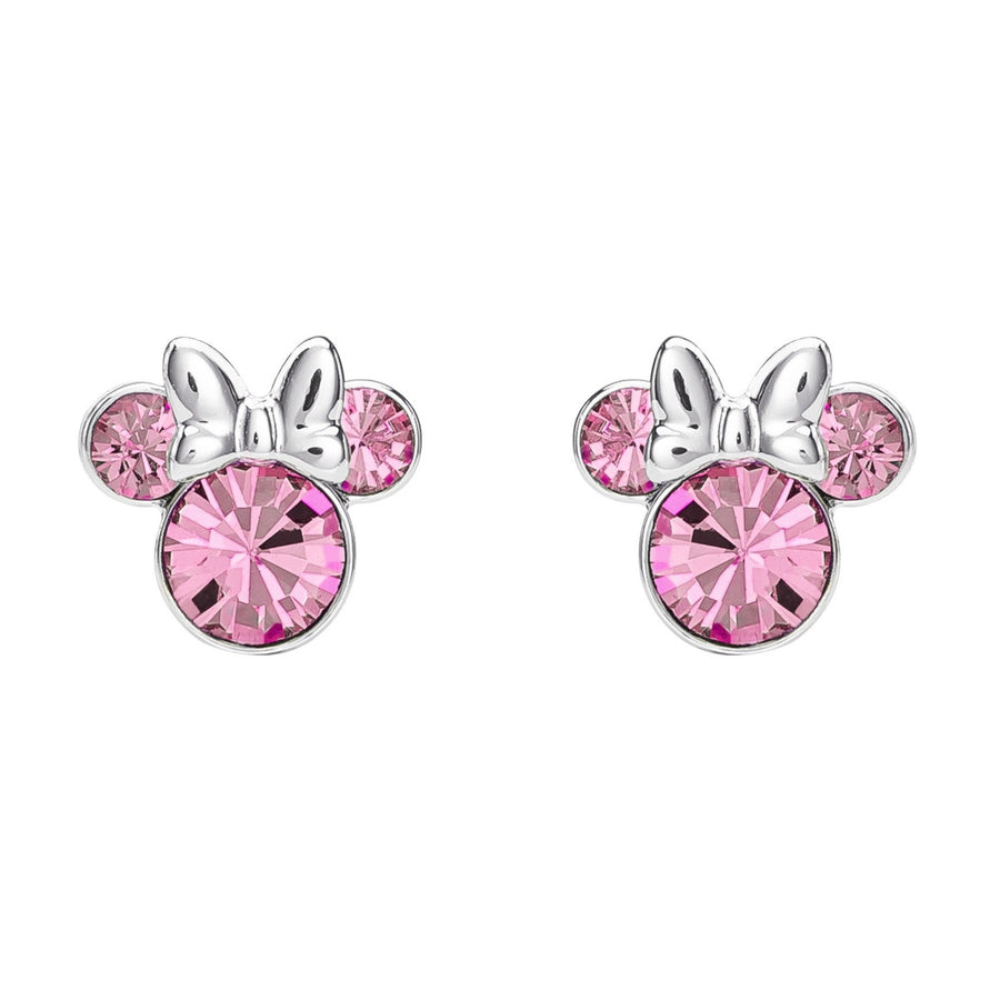 Disney Mickey & Minnie Brass Pink Crystal Stud Earring EF01399SRPL PA