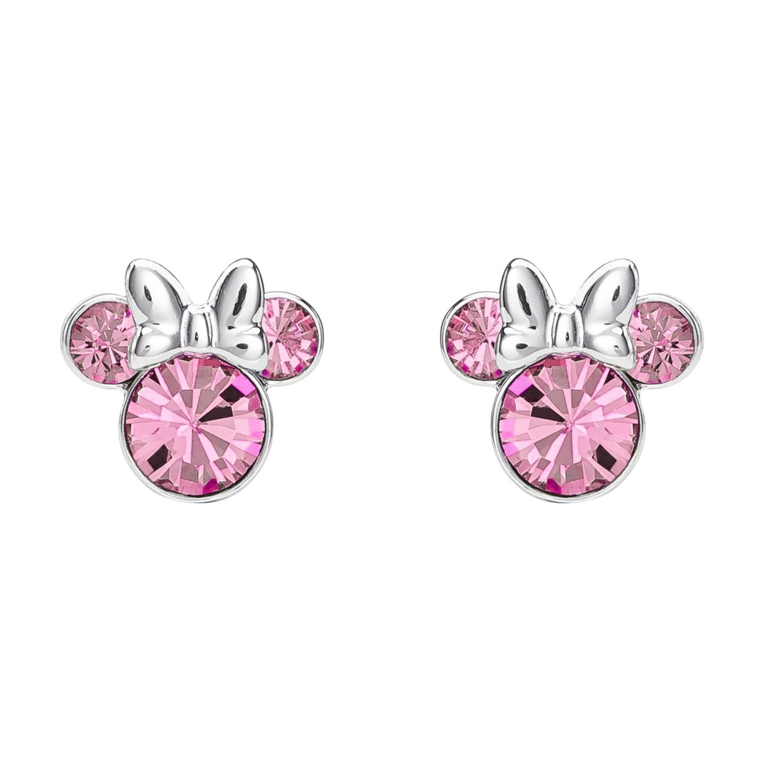 Disney Mickey & Minnie Brass Slv Plt Pink Crystal Stud Earring EF01399SRPL.PA
