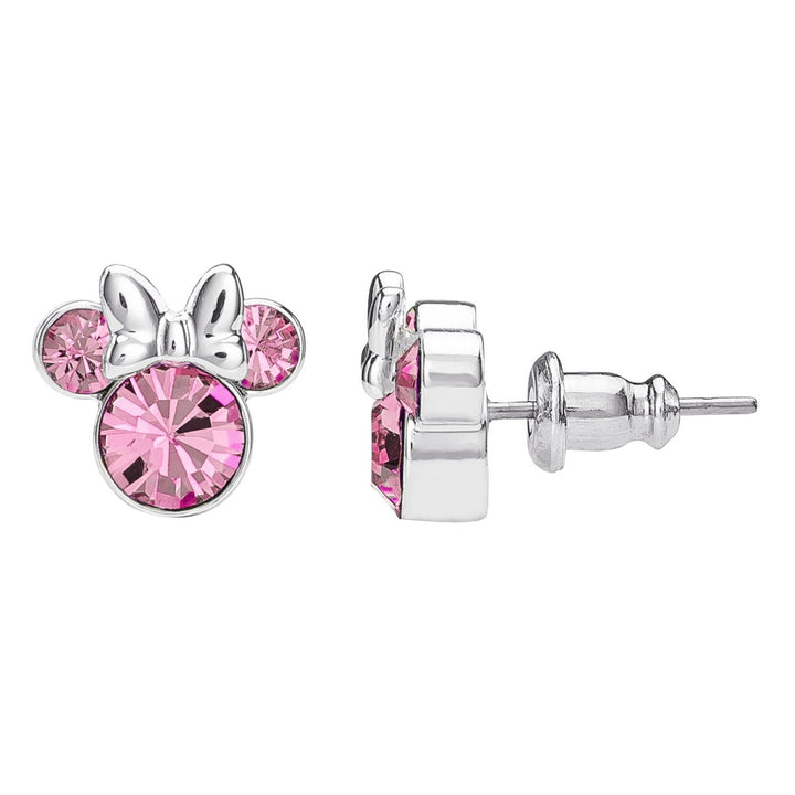 Disney Mickey & Minnie Brass Slv Plt Pink Crystal Stud Earring EF01399SRPL.PA