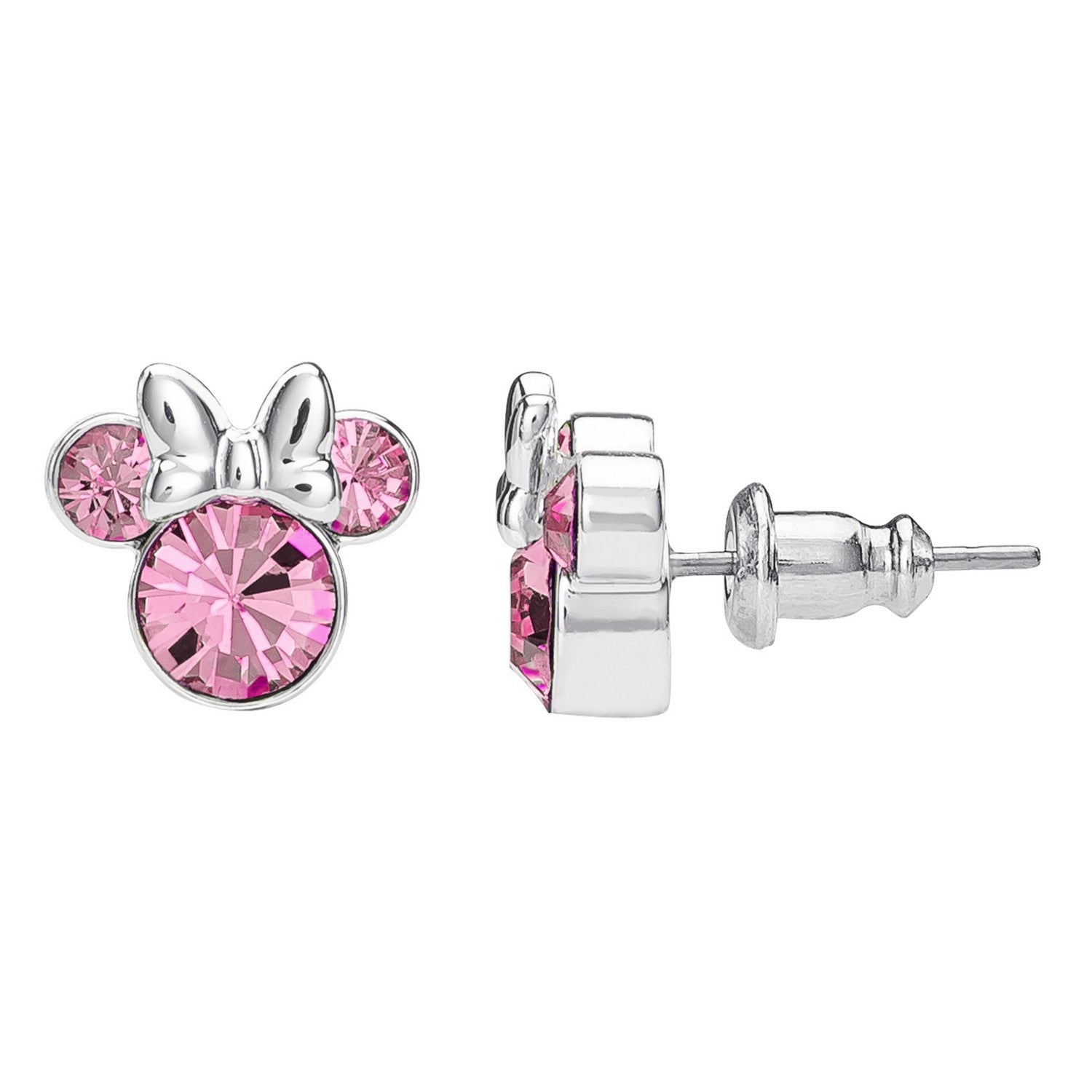 Disney Mickey & Minnie Brass Slv Plt Pink Crystal Stud Earring EF01399SRPL.PA