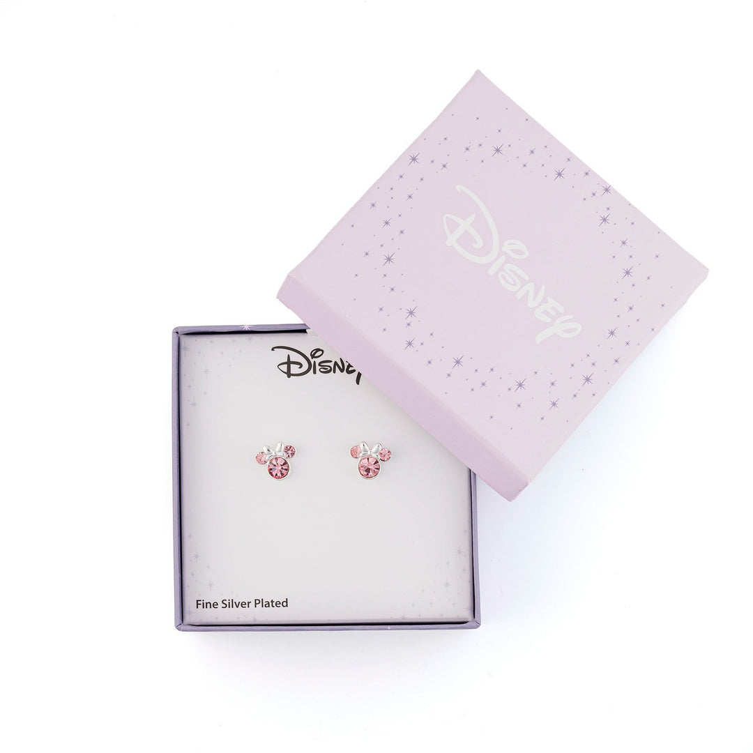 Brass Silver Pink Crystal Minnie Stud Earring EF01399SRPL.PA