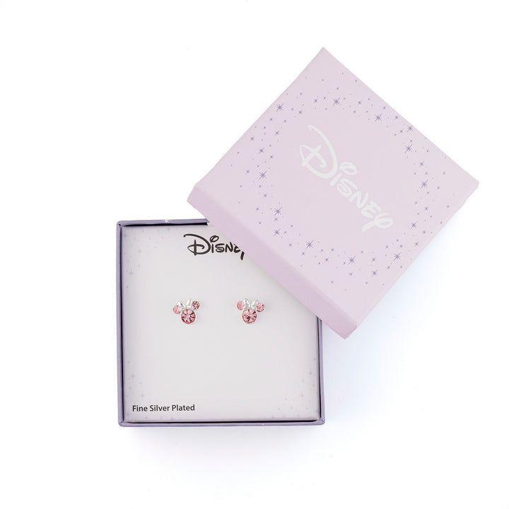 Brass Silver Pink Crystal Minnie Stud Earring EF01399SRPL.PA
