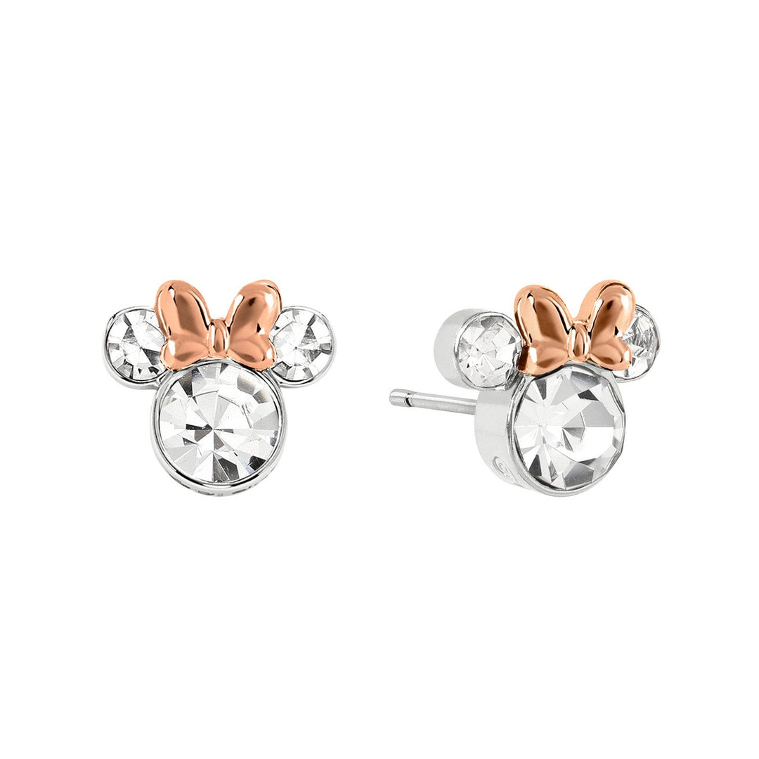 Disney Mickey & Minnie Brass Tt Slv Plt Crystal Pink Bow Stud Earring EF01399TRWL.PA
