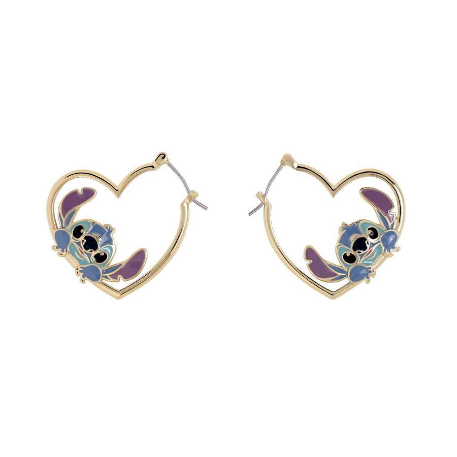 Stitch Brass Gold Plate Love Heart Huggie Earrings EF01402YL.PA