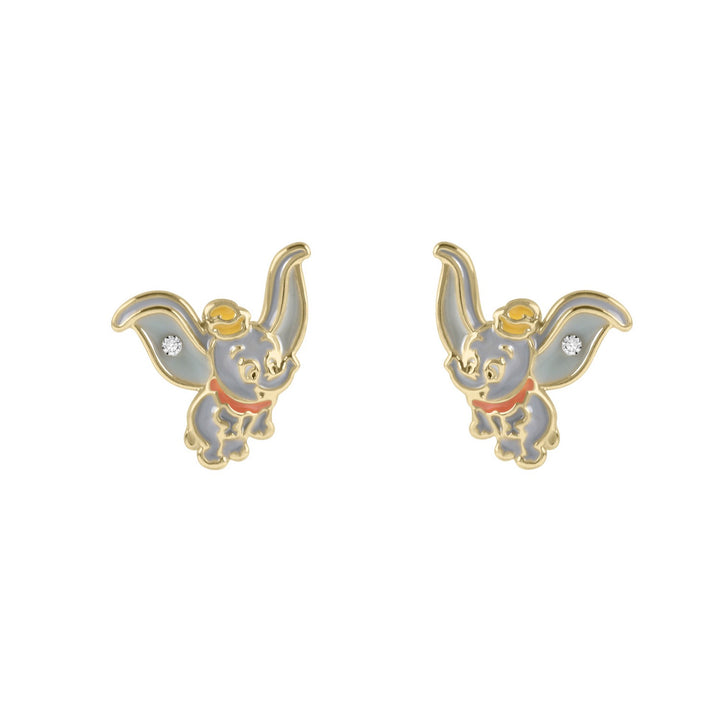 Brass Plated Dumbo Enamel Fill Zirconia Stone Earrings EF01441YRWL.PA