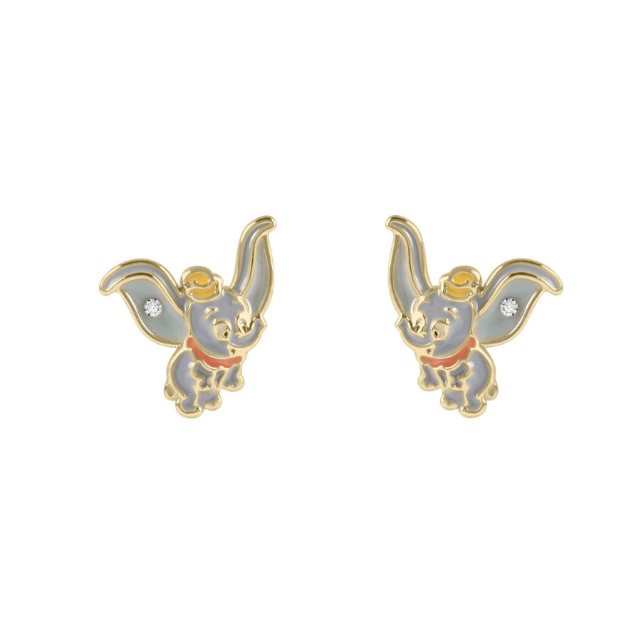 Brass Plated Dumbo Enamel Fill Zirconia Stone Earrings EF01441YRWL.PA