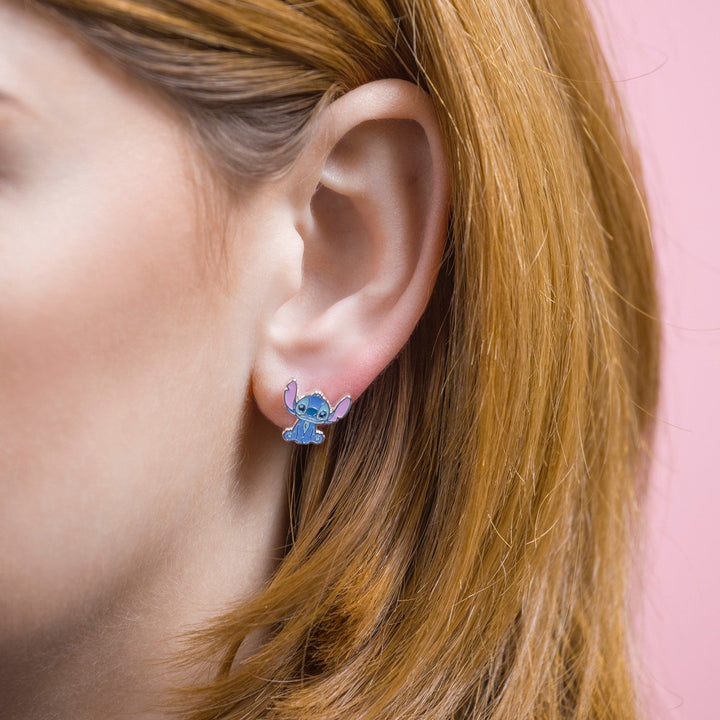 Disney Stitch Brass Plated Enamel Earrings EF01461SL.PA